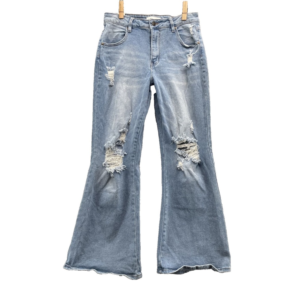 Almost Famous Flare Jeans Womens 9 Wide Boot Cowgirl Western Retro 70s Y2k Rodeo